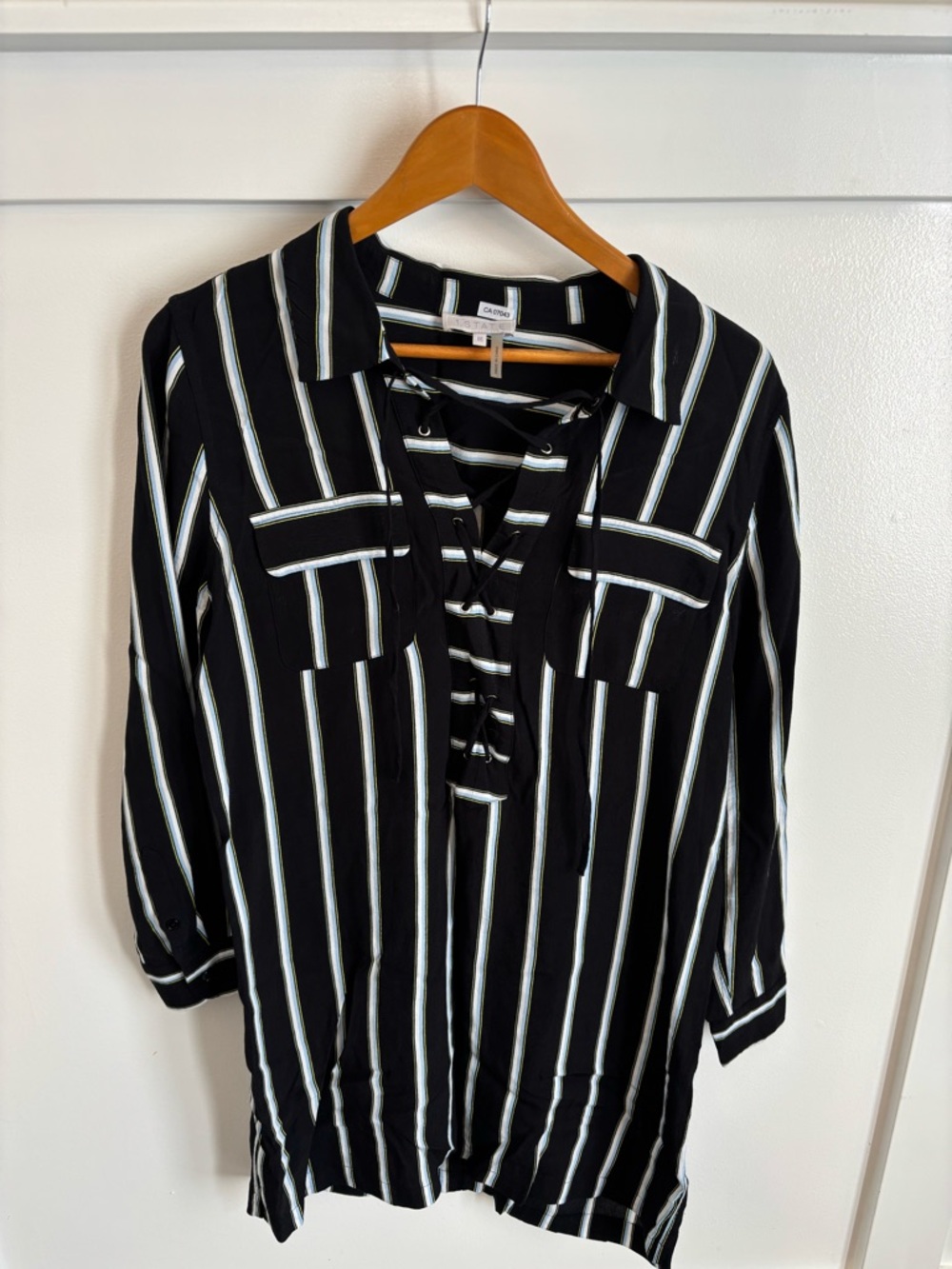 1. State Black Tunic with White and Light Blue Stripes